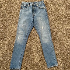 Levi High Rise 501 Straight Leg Skinny Jeans